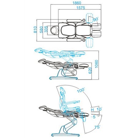Podiatry Chair 483 E-3 | High load capacity | Gray