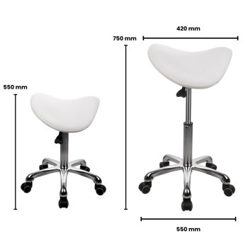 BEAUTEK Saddle Stool 1022 in White – ergonomic & height-adjustable – without backrest