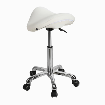 BEAUTEK Saddle Stool 1022 in White – ergonomic & height-adjustable – without backrest