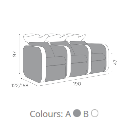 Wash unit Salon Ambience Iconwash I three seats I legrest
