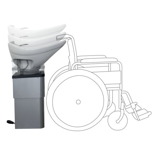 Verstellbare Waschsäule mit großem Waschbecken. Ideal geeignet für Rollstuhlfahrer.
