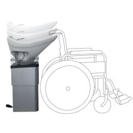 Verstellbare Waschs&auml;ule mit gro&szlig;em Waschbecken. Ideal geeignet f&uuml;r Rollstuhlfahrer.