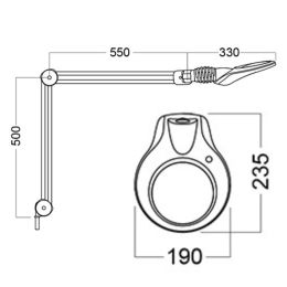 Glamox LED Lupenlampe 4 A KFM GL 5 Dioptrien (grau)