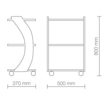 Vismara auxiliary cart 1038 VI glass shelves