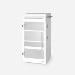 Medizinischer Gerätewagen 2300 D mit ESG-Sicherheitsglas Arbeitsplatte aus Stahl