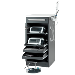 Medizinischer Gerätewagen 2300 D mit ESG-Sicherheitsglas Arbeitsplatte aus Stahl