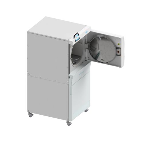 Die zylindrische Sterilisierkammer bietet in Verbindung mit speziell gestalteten Einsatzgestellen optimale Lösungen für alle Einsatzbereiche.
