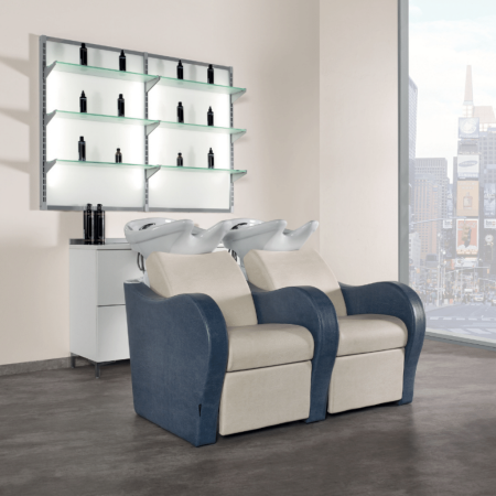 Salon Ambience Wash Chair Luxury Two-Seater SA White without Leg Rest