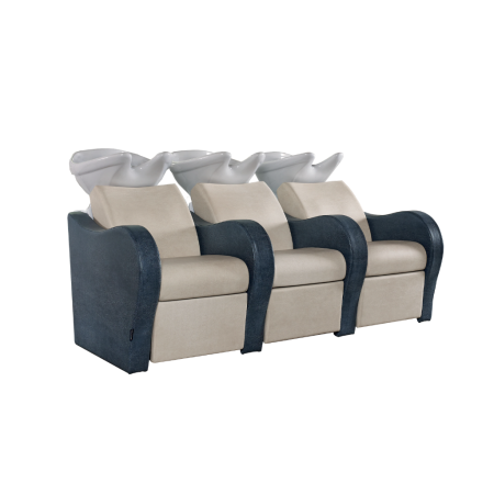Salon Ambience Wash Chair Luxury Three-Seater SA White without Leg Rest