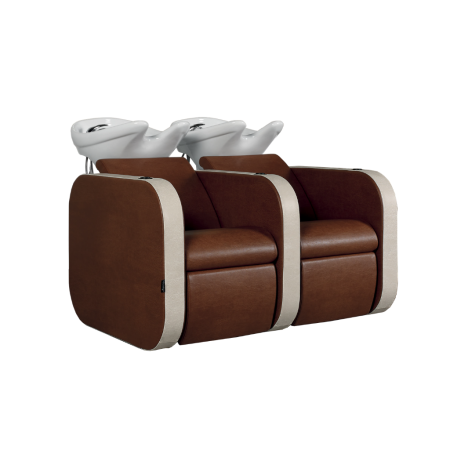 Salon Ambience Iconwash Two-Seater Wash Chair SA White without Leg Rest