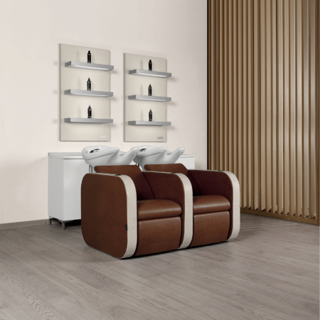 Salon Ambience Iconwash Two-Seater Wash Chair SA White without Leg Rest