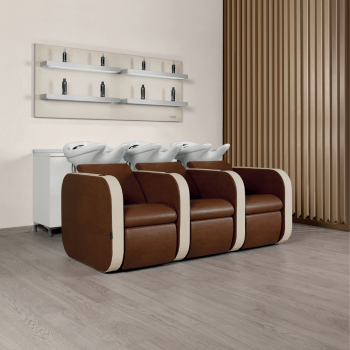Salon Ambience Iconwash Three-Seater Wash Chair SA White Without Leg Rests