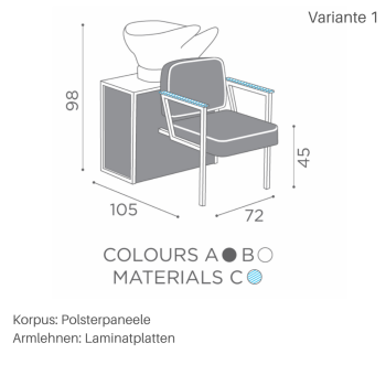 Salon Ambience Washing Chair Madisonwash SA White Upholstered Panels (Var. 1)