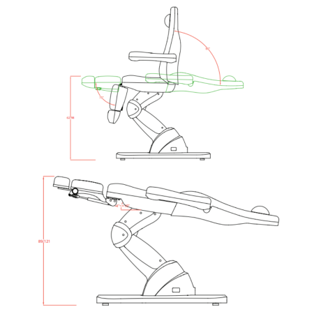 BEAUTEK Podiatry Chair Happy Feet E-5 | Face Hole | High Load Capacity | 90° Adjustable Foot Sections | White