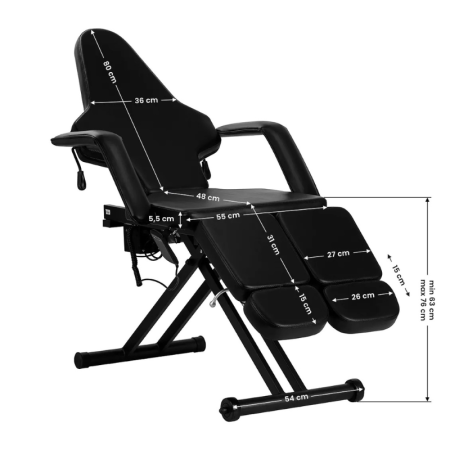Tattoo Chair Pro Ink 610 E-1 I Split Footrests I Black
