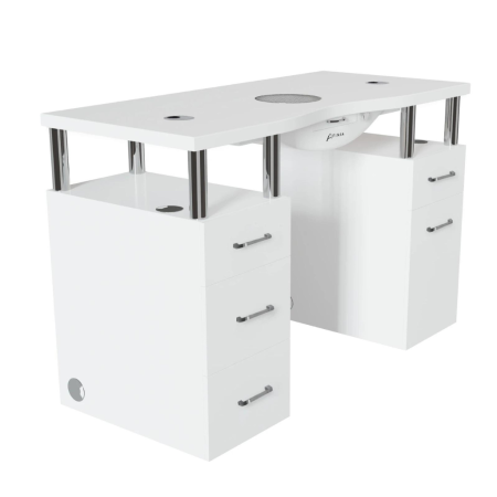 Afinia Basic manicure table I 130 cm I without armrest I left I gold I conglomerate (white)