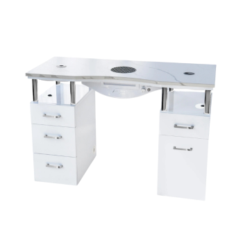 Afinia Basic manicure table I 130 cm I without armrest I left I gold I conglomerate (white)