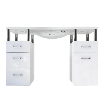 Afinia Basic manicure table I 130 cm I without armrest I left I gold I conglomerate (white)