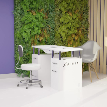 Afinia Basic manicure table I 130 cm I without armrest I left I gold I conglomerate (white)