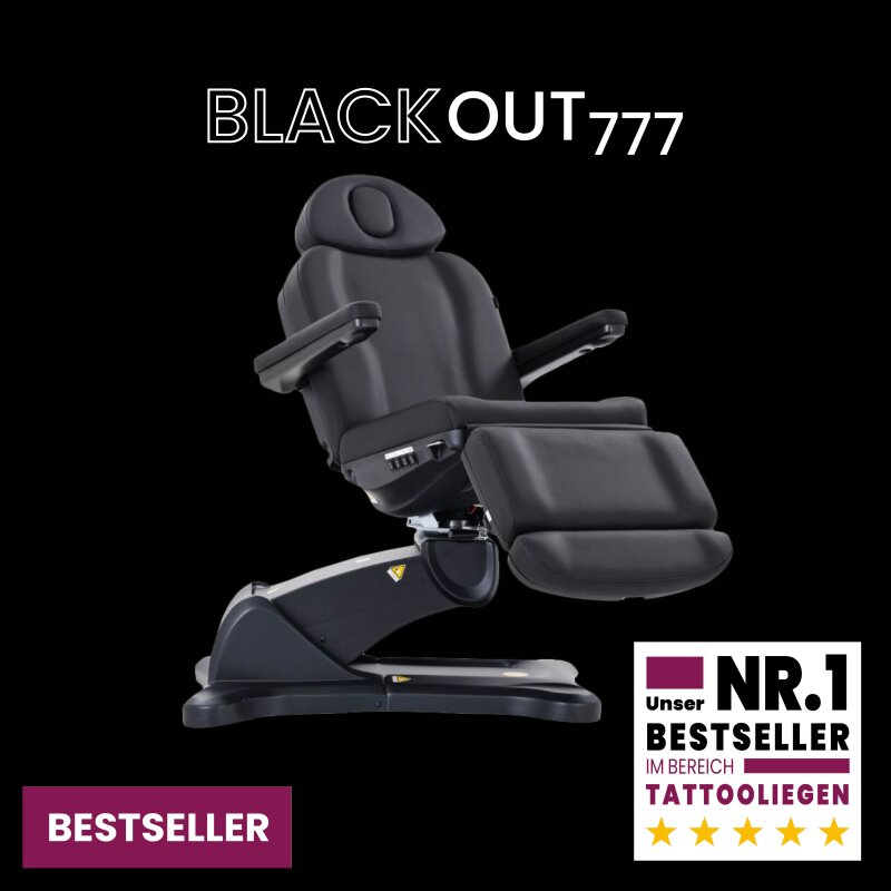 BEAUTEK Tattoostuhl BLACKOUT INK 777 I Heizung I Neigbar I 240° drehbar I Vorbestellung -  Ende Mai