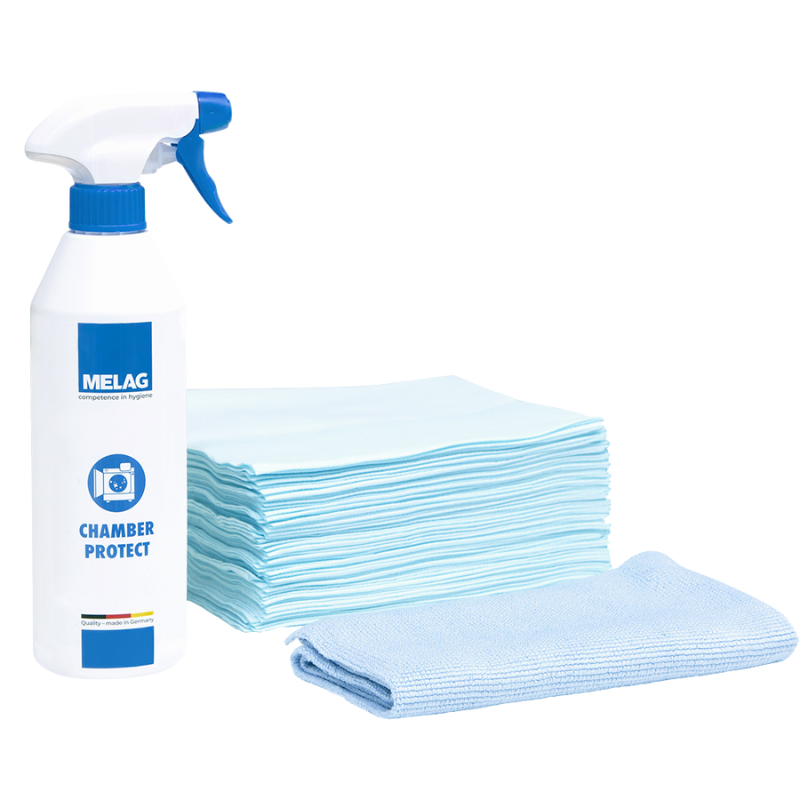Reinige Deinen Autoklaven professionell mit dem Chamber Protect Kesselreinigungsset. Kraftvoller Edelstahlreiniger (500 ml), 50 fusselfreie Tücher & Mikrofasertuch für optimale Pflege. Jetzt bestellen!