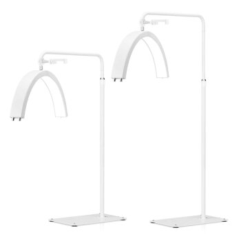 Professionelle LED Bogenleuchte in Schwarz mit Kalt- und Warmlicht für perfekte Ausleuchtung im Studio – flimmerfrei & höhenverstellbar.