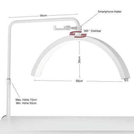 LED cosmetic lamp with table clamp I Flicker-free light I Dimmable arc lamp