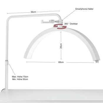 LED cosmetic lamp with table clamp I Flicker-free light I Dimmable arc lamp