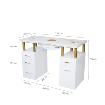 Afinia Manicure Table Calacatta | Gold | 100 cm | left | without dust extraction