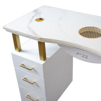 Afinia Manicure Table Calacatta | Gold | 100 cm | right | without dust extraction