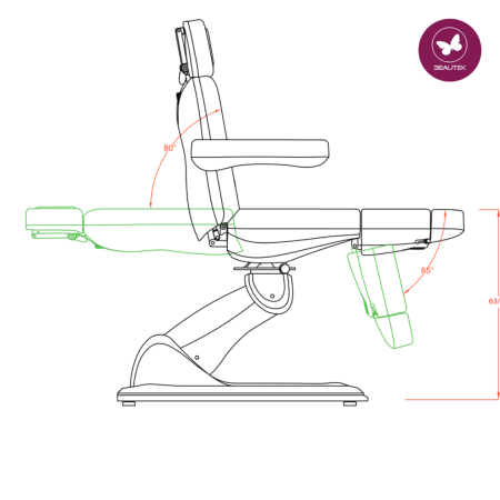 BEAUTEK Pedicure Chair 479 E-5 | Gray | Seat Heating | Handheld Remote Control