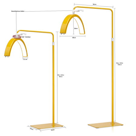 Cosmetic lamp Moon with cold & warm light I Flicker-free & mobile I 4500 lumens I Black or White, Gold