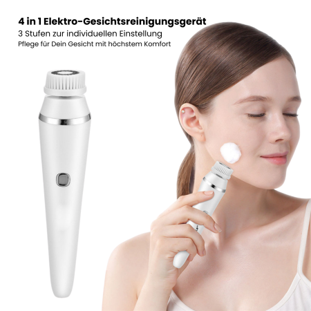 4 in 1 Elektrische Gesichtsreinigungsbürste I 4 Aufsätze I Porenreinigung & Pflege