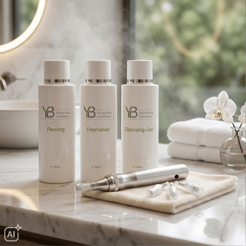 Microneedling Set I Kabelgebundener Pen I Cleansing Gel, Peeling, Freshener