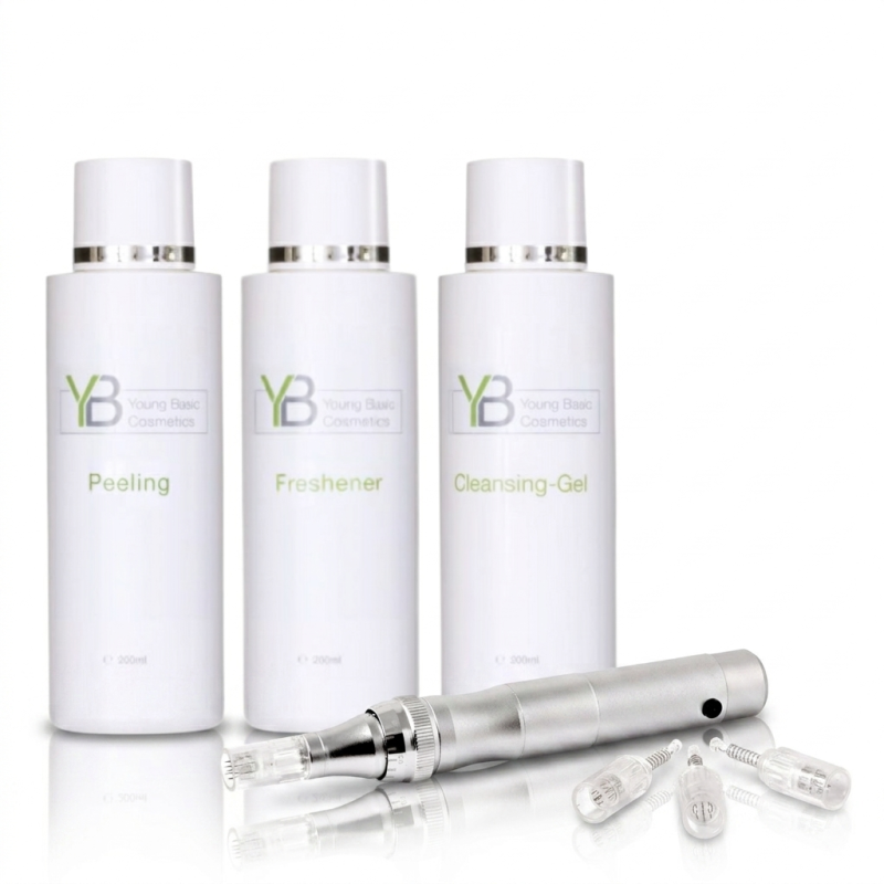 Microneedling Set I Kabelgebundener Pen I Cleansing Gel, Peeling, Freshener