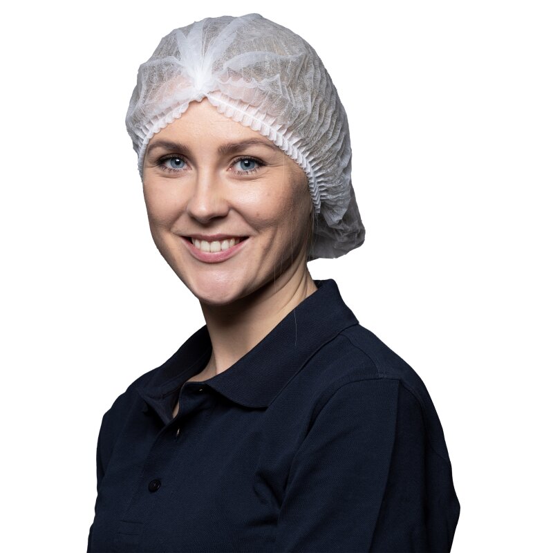 Atmungsaktive Klipphaube Weiß 52 cm I Einweg Haube I 100 Stück Hygiene Schutz