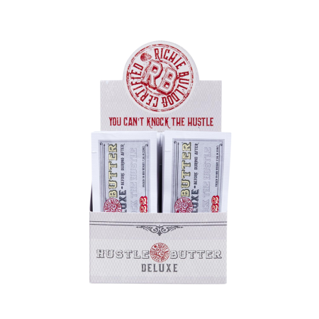 Hustle Butter Deluxe Tattoo Pflege in 7,5 ml Einzelpäckchen. Erhältlich als 50er-, 100er- oder 200er-Box – ideal für professionelle Tattoo-Studios.