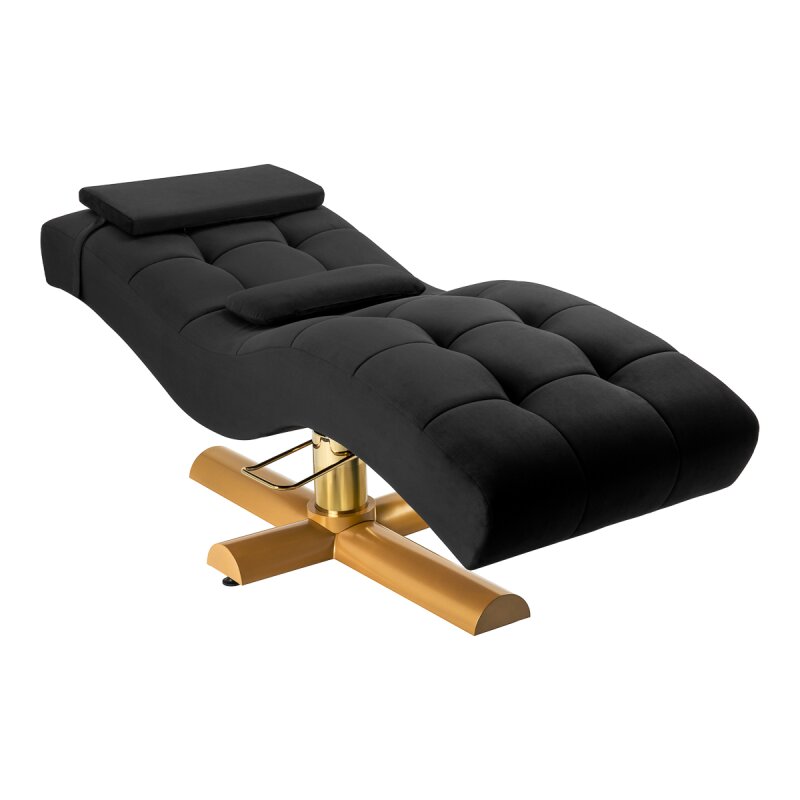 Eyelash couch Sillon Corona black I velour I gold base