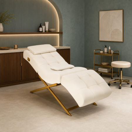 Eyelash couch Sillon Umbra white I velour I gold base