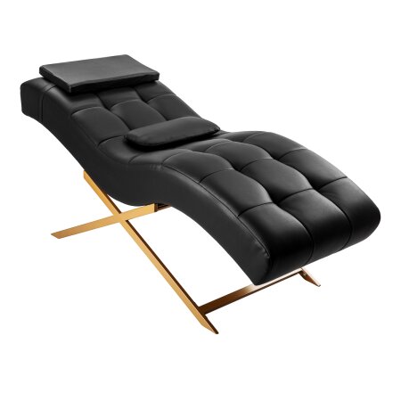Eyelash couch Sillon Alba black I eco leather I gold base