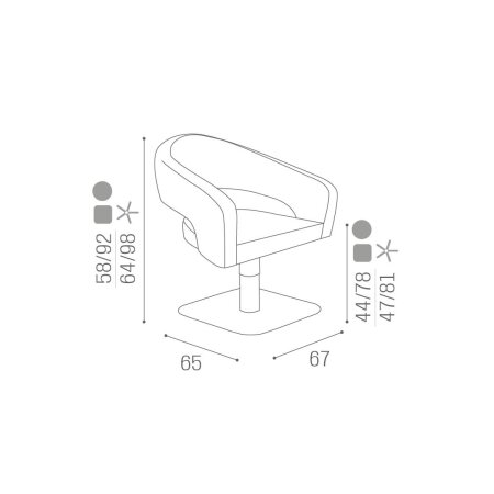 Styling chair Salon Ambience Claire I hydraulic pump I six bases
