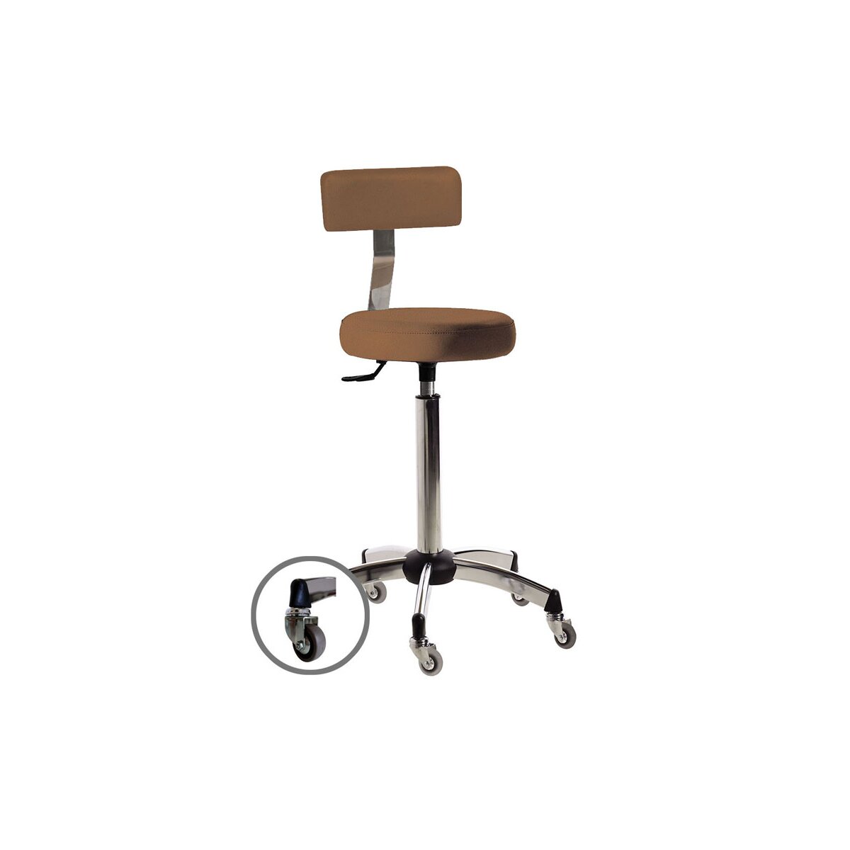 Friseurhocker Salon Ambience Gilera I mit Lehne I oder Chromfuß